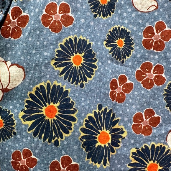 Trovata Birds of Paradis Helena Marine Blue Floral Button Up Blouse Small - Picture 5 of 5